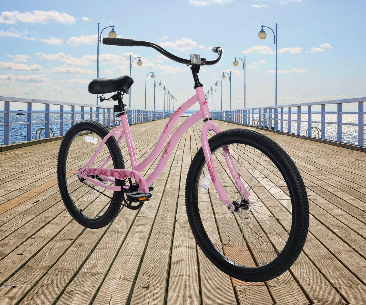 APOLLO Beach Commander， 24 In.， Single Speed Cruiser Bike， Pink