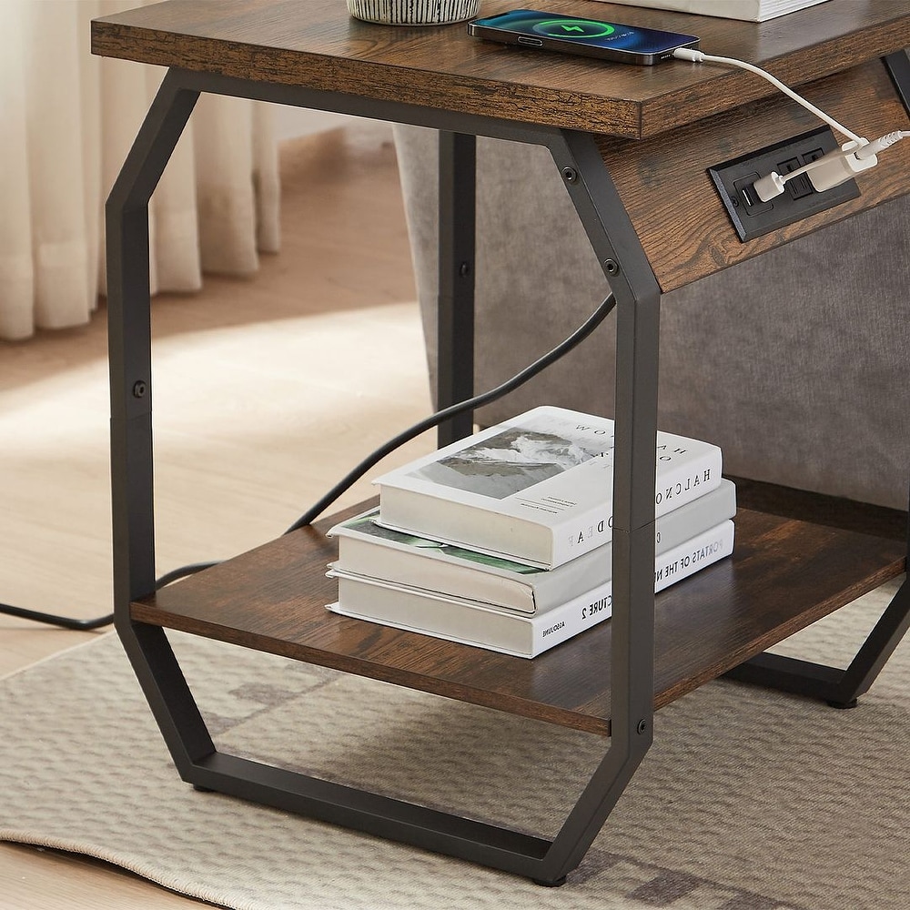 End Table with Charging Station Set of 2