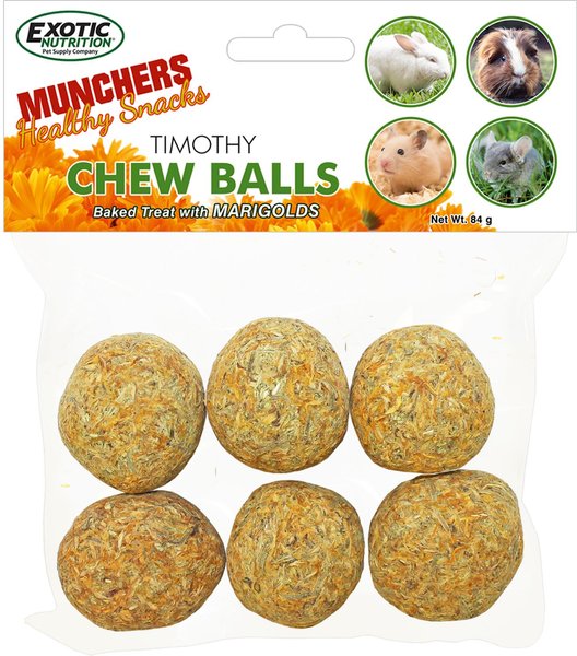 Exotic Nutrition Munchers Marigold and Timothy Chew Balls Small Animal Treats， 6 count