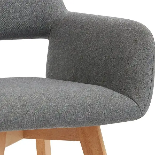 Modern Linen Fabric Dining Room Chairs With Beech Wood Legs, Set of 2