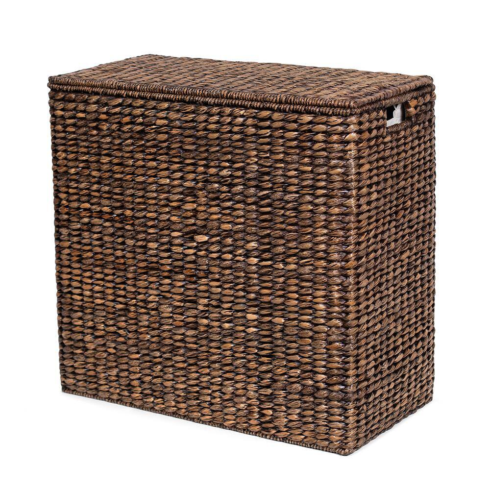 BirdRock Home Brown Oversized Divided Hamper with Liners and Lid - Brown Wash - 2 Liners 11524