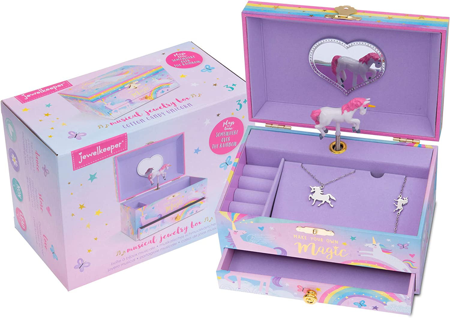 Jewelkeeper Unicorn Music Box & Little Girls Jewelry Set - 3 Unicorn Gifts for Girls