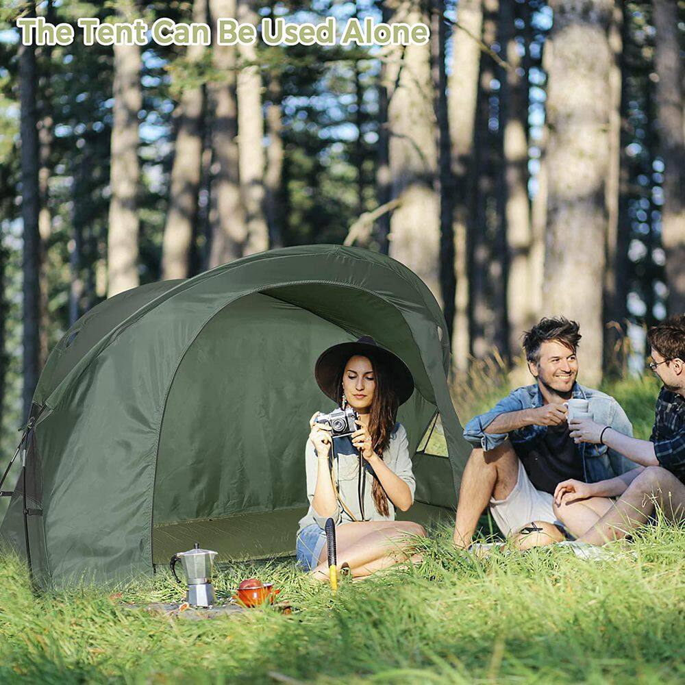 Alpulon 1-Person Green Outdoor Folding Camping Tent Cot Elevated Compact Tent with External Cover ZMWV477