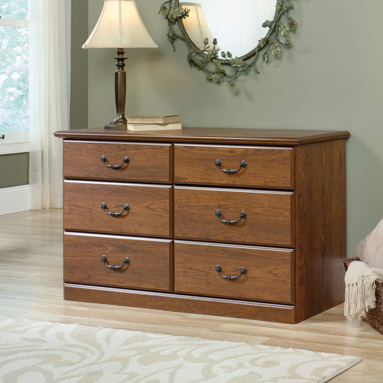 Sauder Orchard Hills 6 Drawer Dresser, Carolina Oak finish