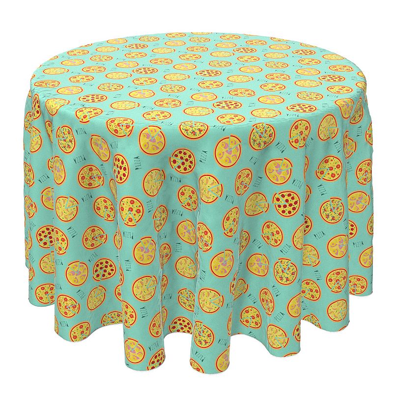 Round Tablecloth， 100% Cotton， 60 Round， Pizza Pie Design