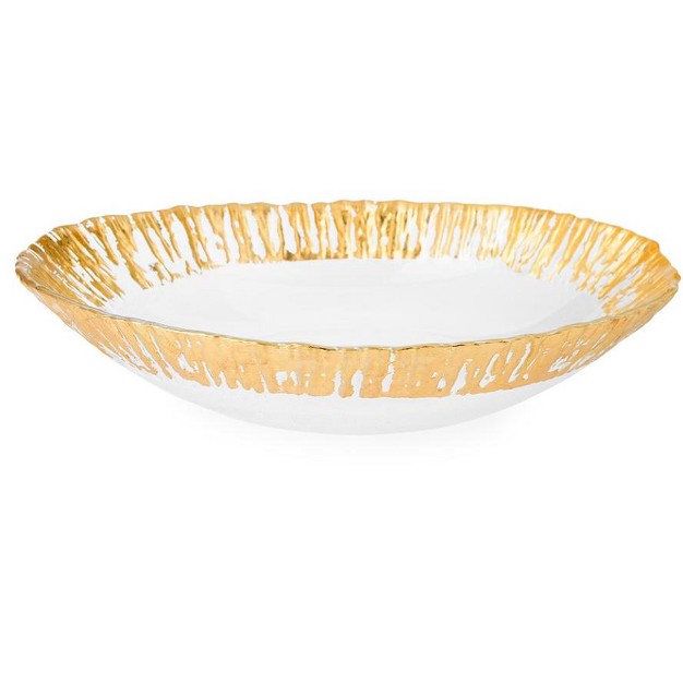 Classic Touch Gold Oval Shaped Scalloped Bowl