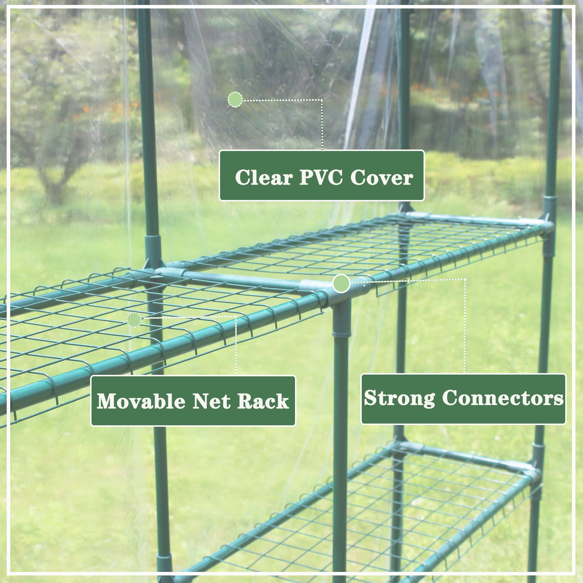 Unique Choice 56 x 56 inches Walk-in Greenhouse With Shelves, Transparent Cover