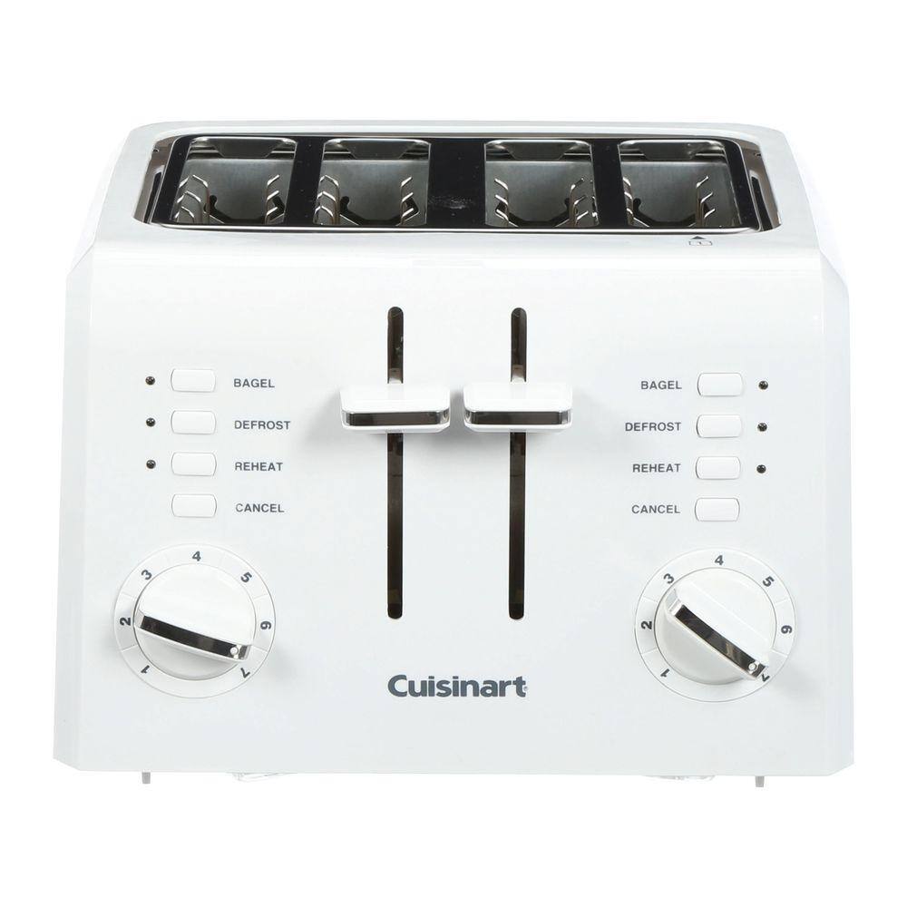 Cuisinart Compact 4-Slice White Wide Slot Toaster with Crumb Tray CPT-142P1