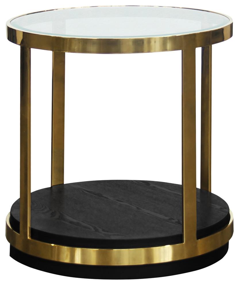 Eada End Table  Brushed Gold Finish and Black Wood   Contemporary   Side Tables And End Tables   by Armen Living  Houzz