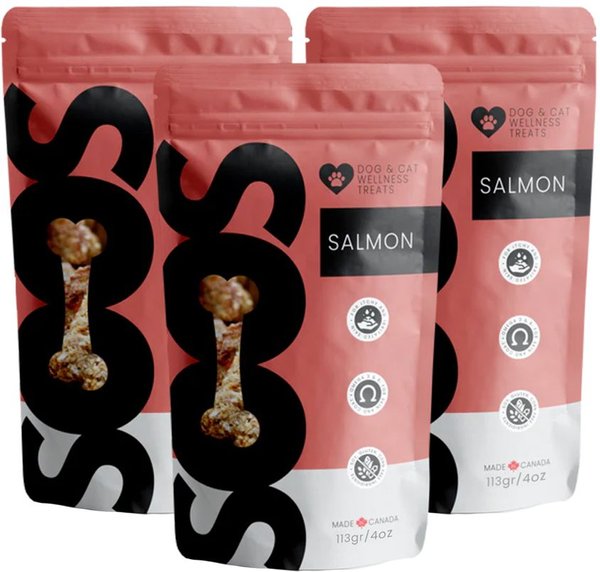 Soos Wellness Salmon Jerky Dog Treats， 4-oz bag