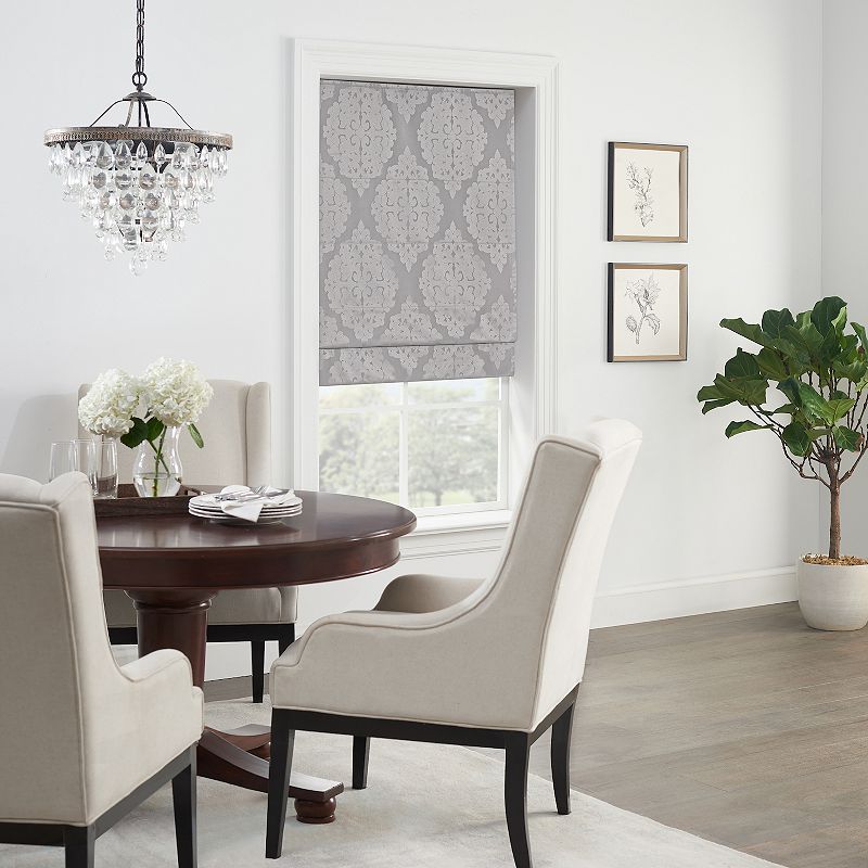 eclipse Carlton Damask 100% Total Blackout Cordless Roman Shade 64 Length