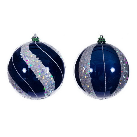 Vickerman 4 Blue Pearl Sequin Ball Orn 6/Asst