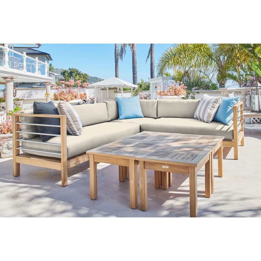 Leon Teak Outdoor Sectional Corner with Sunbrella Cushion