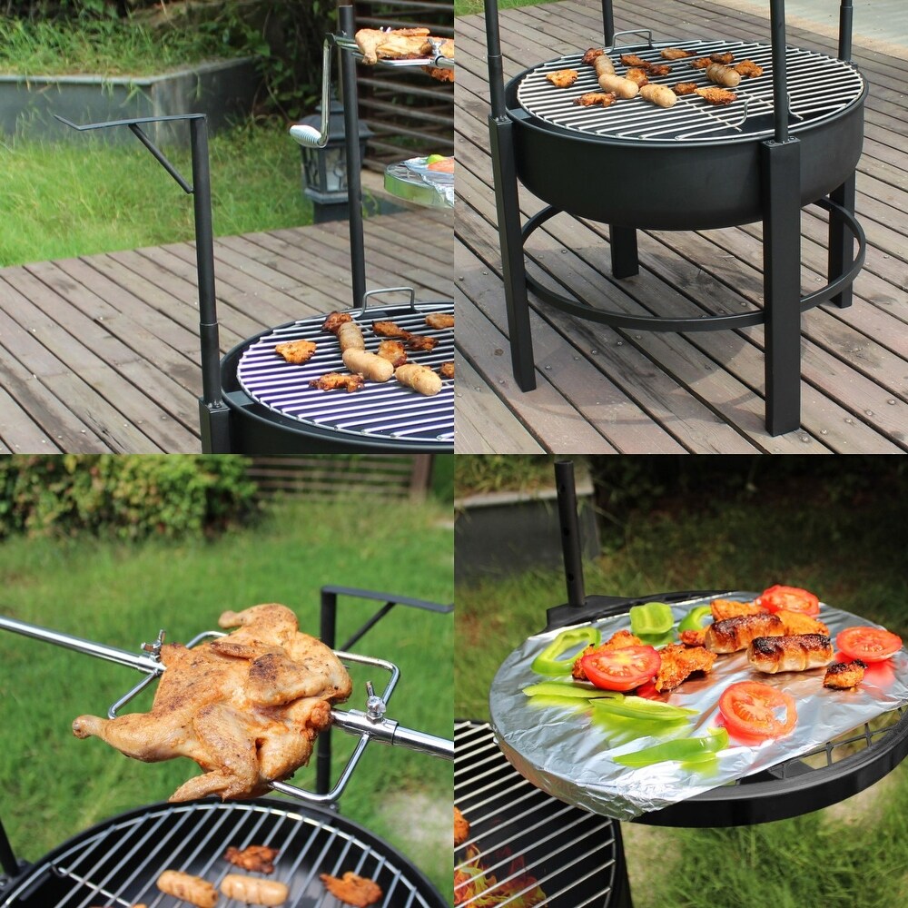 Wood Burning Fire Pit with Removable Cooking Grill