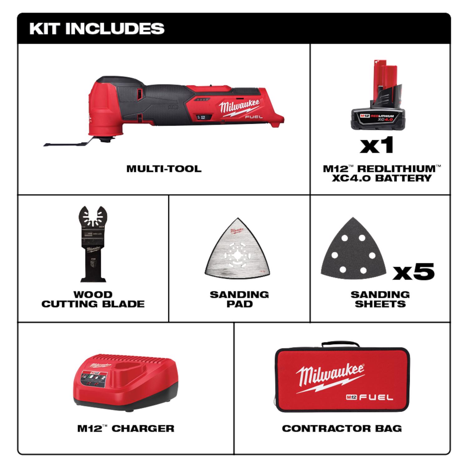 MW M12 FUEL 12 V Cordless Oscillating Multi-Tool Kit (Battery \u0026 Charger)