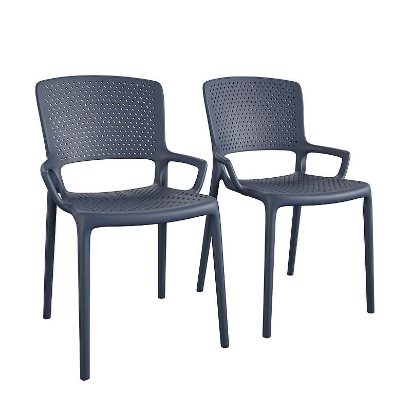 Cosco Indoor / Outdoor Square Back Stacking Resin Dining Chair 2-Piece Set