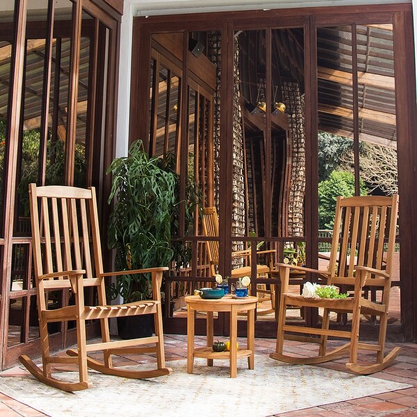 Cambridge Casual Alston 3piece Teak Outdoor Rocking Chair Chat Set