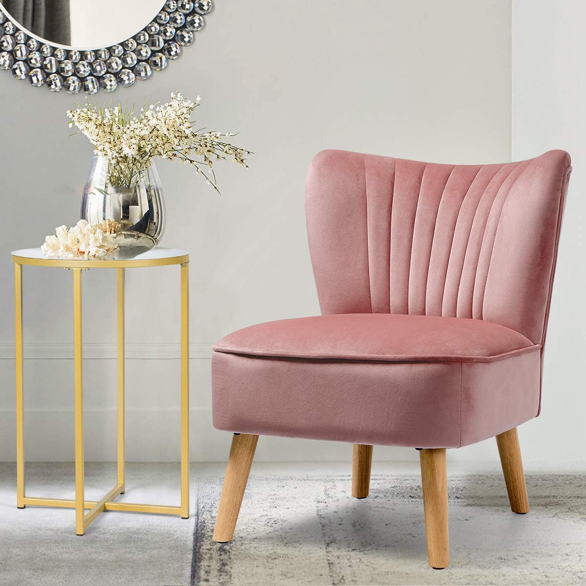 Velvet Accent Chair, Upholstered Modern Sofa Chair