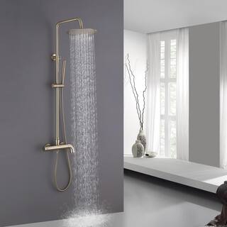 Tomfaucet 3-Spray Tub and Shower Faucet with Hand Shower in Brushed Gold (Valve Included) TFK0153BG