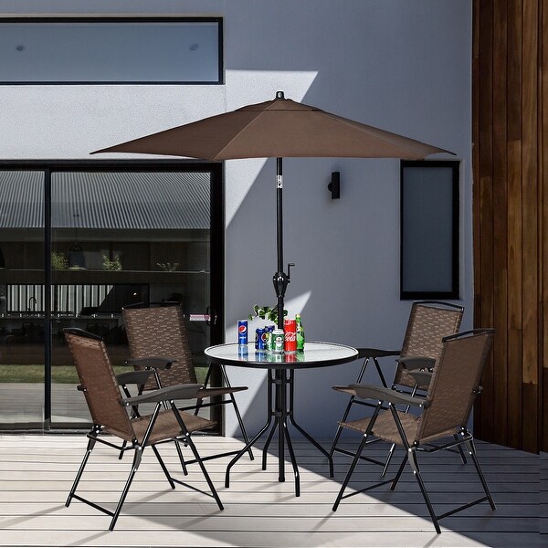 Costway 32''Outdoor Patio Round Table Tempered Glass Top