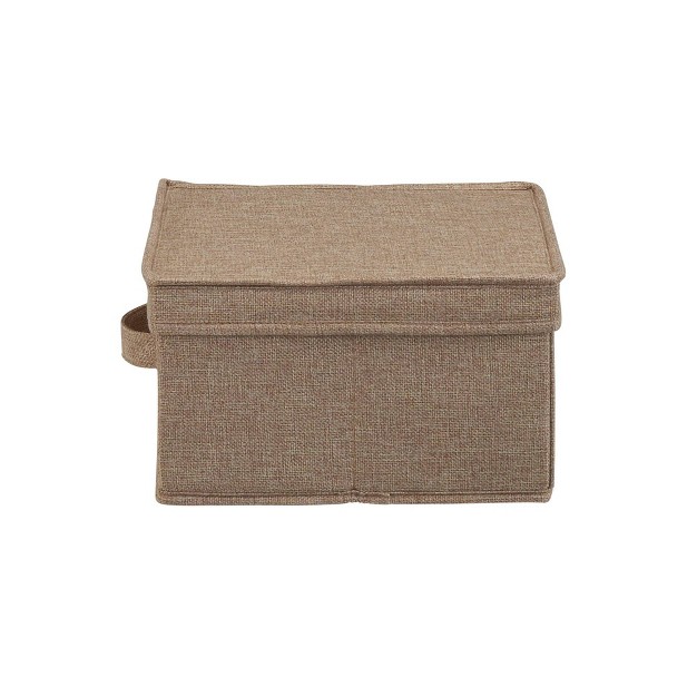 Household Essentials Set Of 2 Medium Storage Boxes With Lids Latte Linen