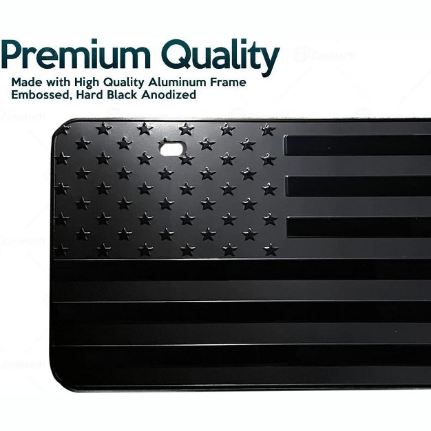 Zone Tech Monochrome Usa Flag License Plate Premium Quality Thick Durable Embossed Novelty American Patriotic Flag