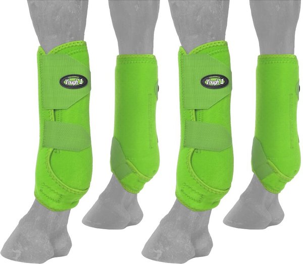 Tough-1 Extreme Vented Horse Sport Boots Set， Neon Green