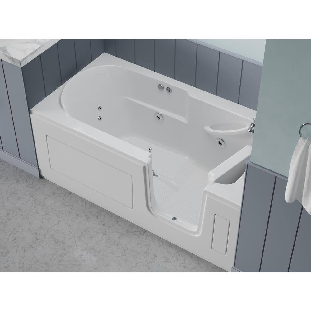 Universal Tubs HD Series 60 in. Right Drain Step-In Walk-In Whirlpool Bath Tub with Low Entry Threshold in White HDSI3060RWH