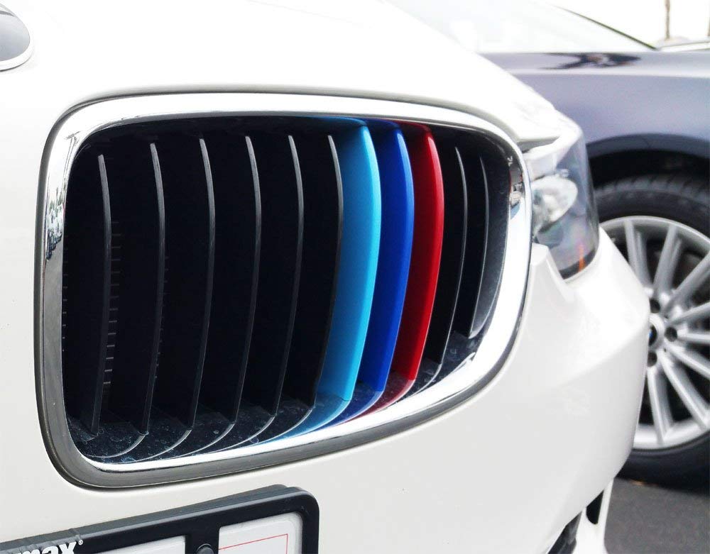 iJDMTOY M-Colored Grille Insert Trims For BMW F30 3 Series 320i 328d 328i 335i 340i w/Standard Kidney Grill (11 Beams)， NOT for 8-Beam Black Grille nor M3