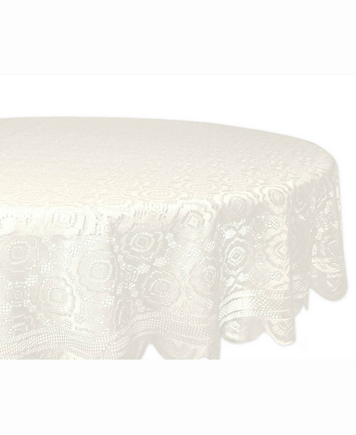 Design Imports Vintage Polyester Lace Tablecloth 63 Round