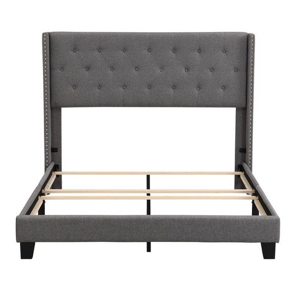 Upholstered Platform Bed with Classic Headboard  B...