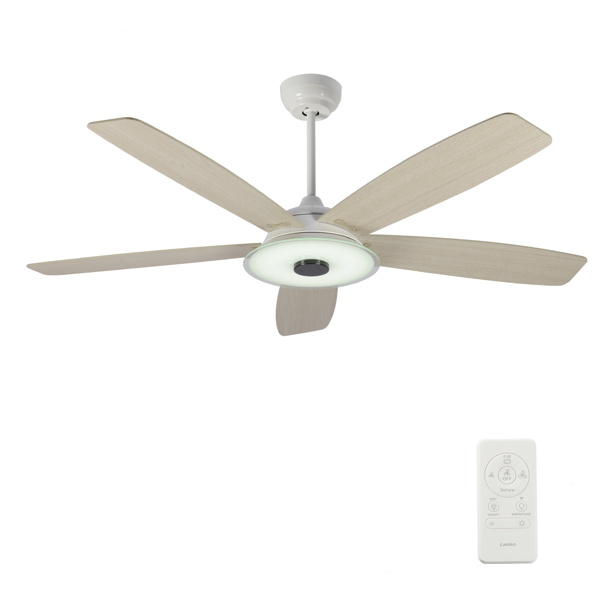 52-inch Indoor/Outdoor Smart Ceiling Fan， Reverse Airflow Dimmable LED and Remote