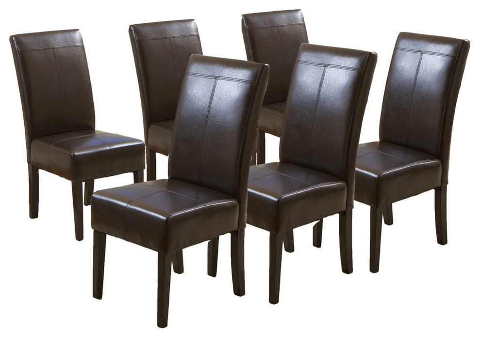 GDF Studio Percival T stitched Chocolate Brown Leather Dining Chairs   Transitional   Dining Chairs   by GDFStudio  Houzz