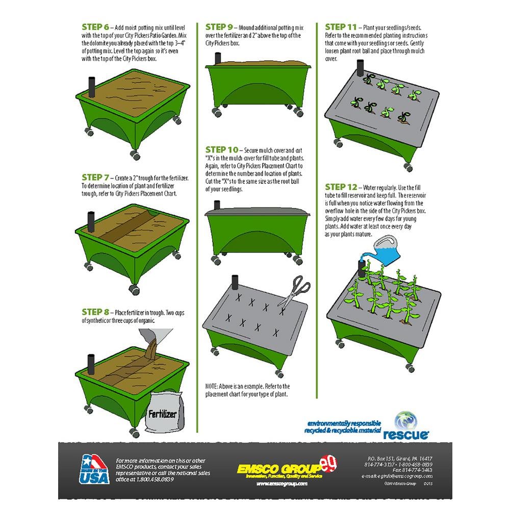 CITY PICKERS 24.5 in. x 20.5 in. Patio Raised Garden Bed Kit with Watering System and Casters in Limey Green 2343-1HD