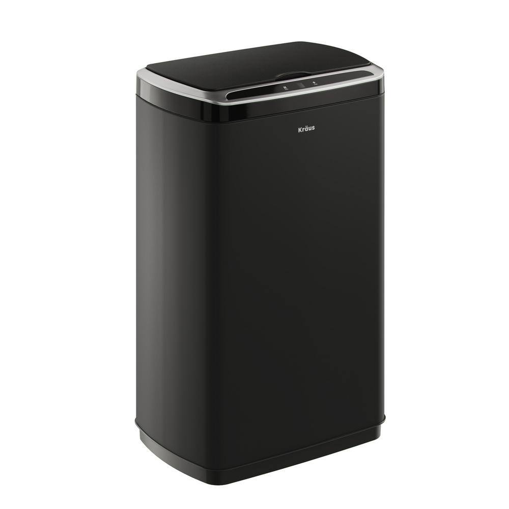 KRAUS Garbage Pro Rectangular 13 Gal. Touchless Motion Sensor Trash Can in Matte Black with Soft Shut Lid KTCS-10MB