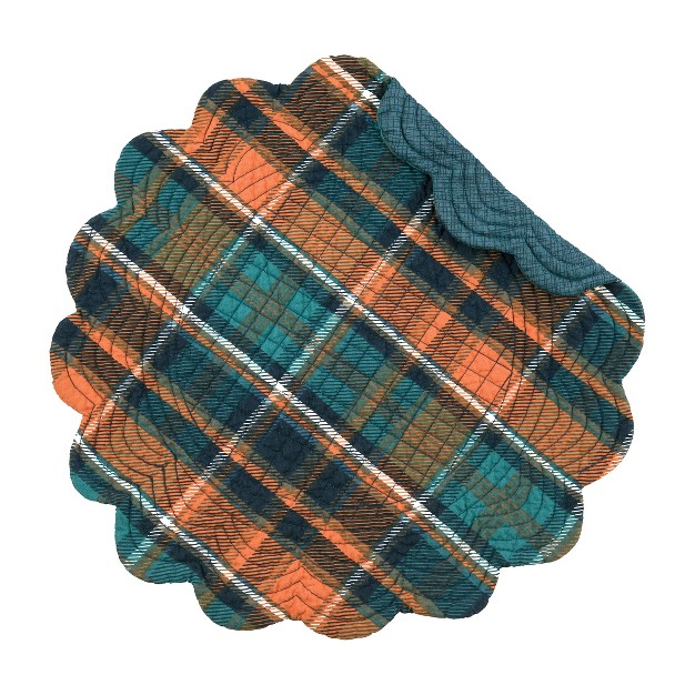 C amp f Home Troy Plaid Round Thanksgiving Placemat Set Of 6