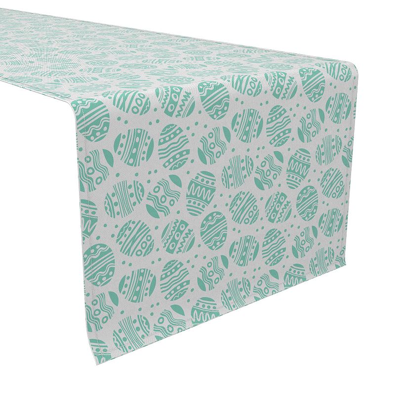 Table Runner， 100% Cotton， 16x108， Green Patterned Eggs