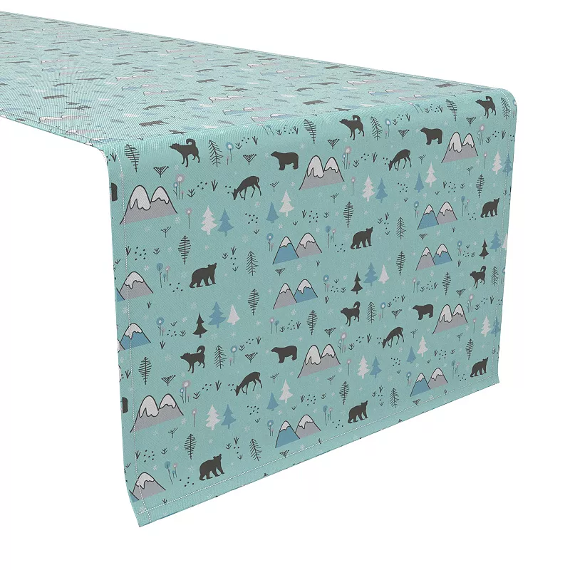 Table Runner， 100% Cotton， 16x108， Wild in Nature Blue