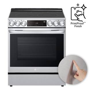 LG 6.3 cu. ft. Slide-in Electric Range with EasyClean Instaview and Air Fry in Printproof Stainless Steel LSEL6335F