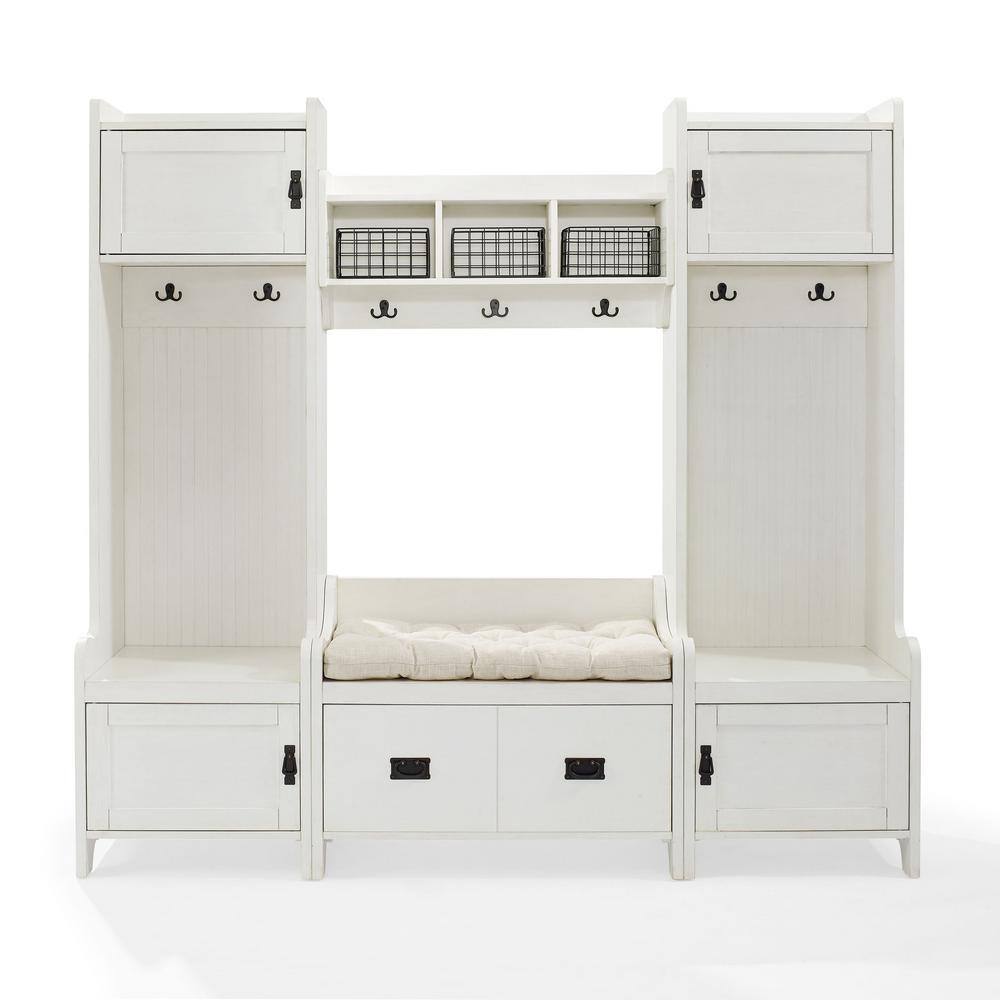 CROSLEY FURNITURE Fremont Distressed White Entryway Set (4-Piece) KF60006WH