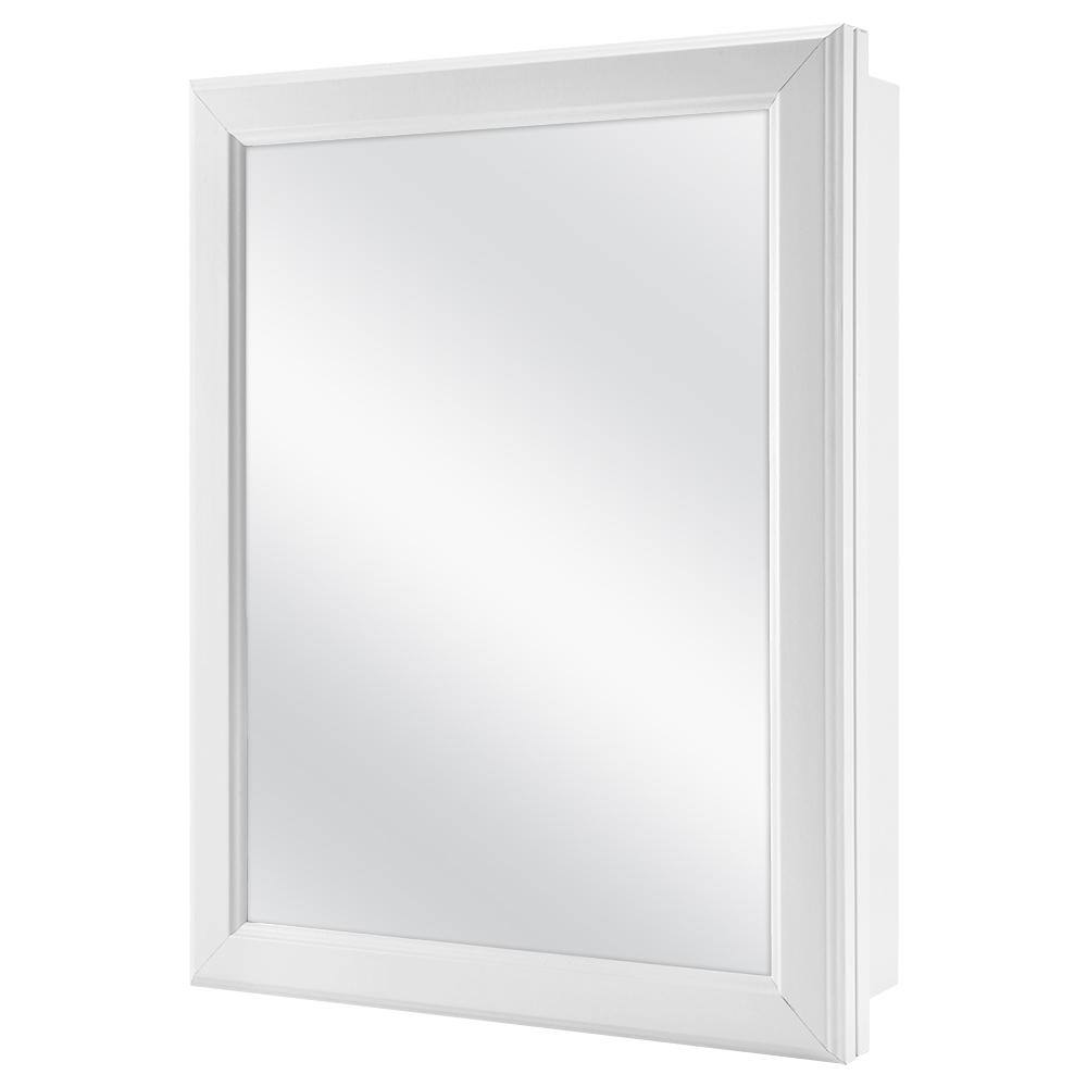 Glacier Bay 15-18 in. W x 19-14 in. H Framed Recessed or Surface-Mount Bathroom Medicine Cabinet in White 45389