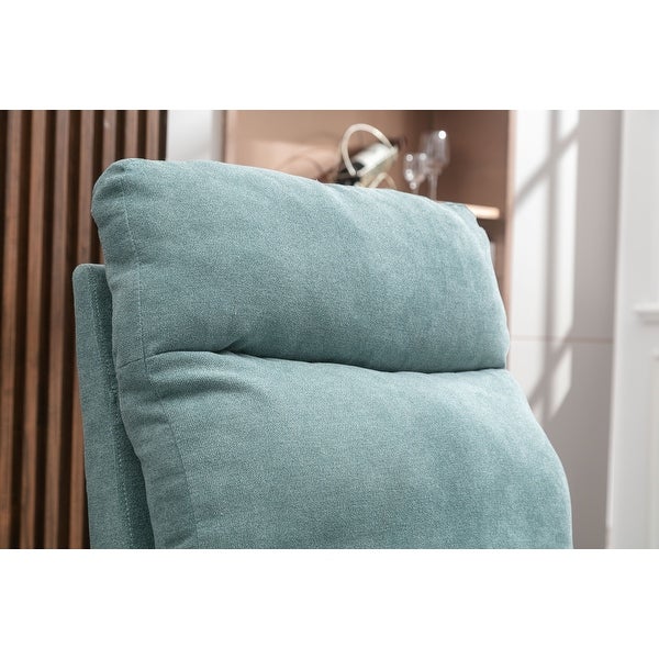 Swivel Rocking Chair Modern Accent Chairs with 1 Left Bag and Lounge Upholstered Swivel Glider Arm Chairs Sofa， Light Blue