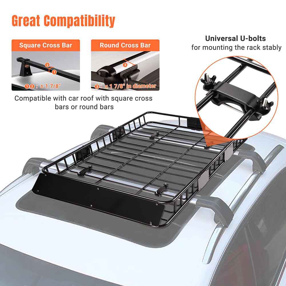 Yescom 64in Car Rooftop Cargo Basket Carrier w/ Extension Universal