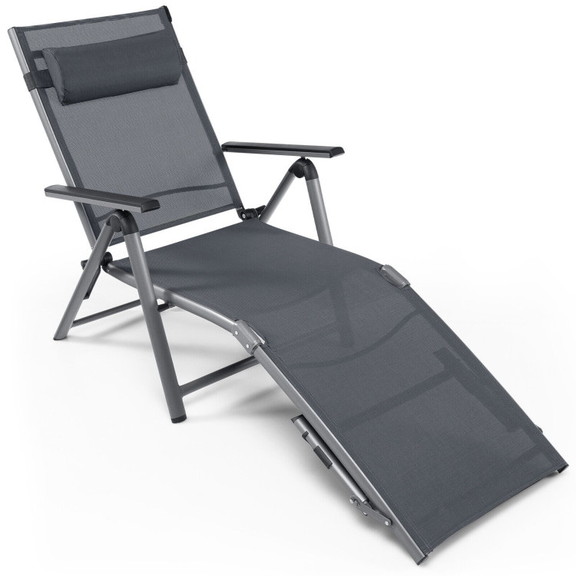 Costway 32698154 Outdoor Aluminum Chaise Lounge Ch...