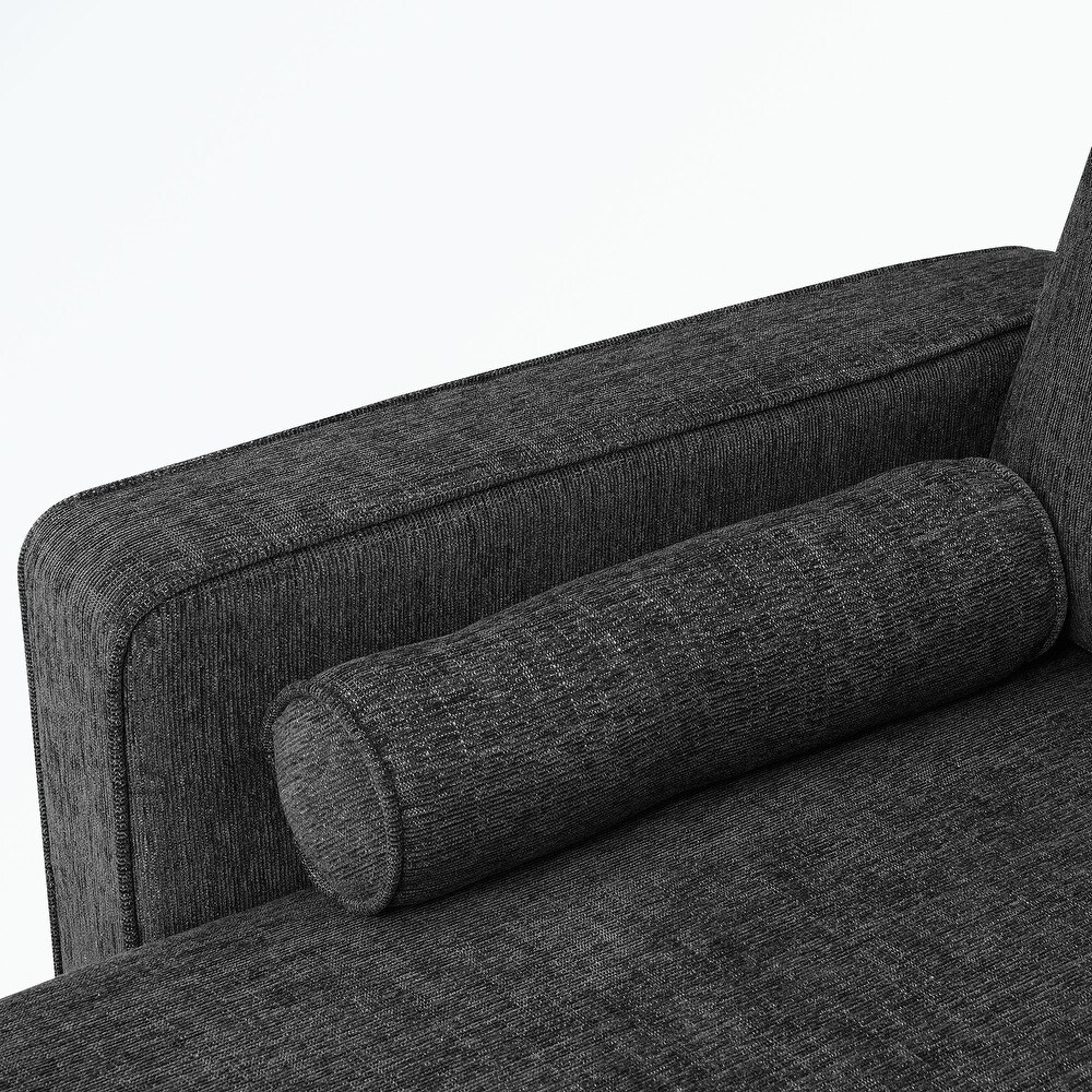 Fabric Sectional Sofa with Reversible Chaise  2 Pillows