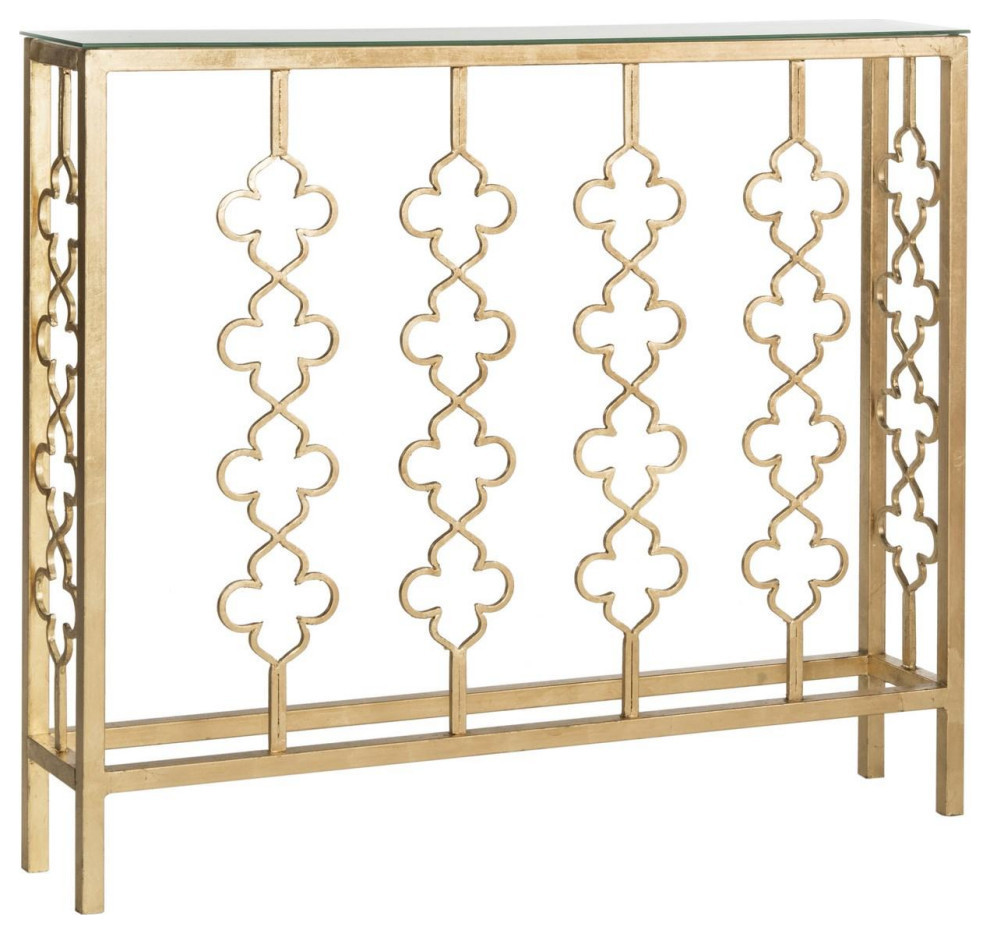 Gina Console Table  Antique Gold Leaf   Mediterranean   Console Tables   by Rustic Home Furniture Deco  Houzz