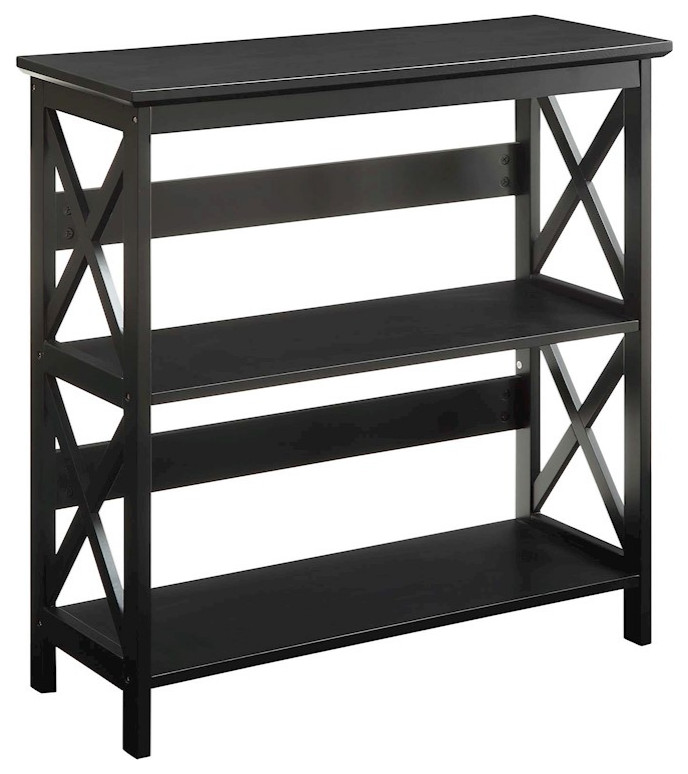 Convenience Concepts Oxford 3 Tier Bookcase  Black   Transitional   Bookcases   by VirVentures  Houzz