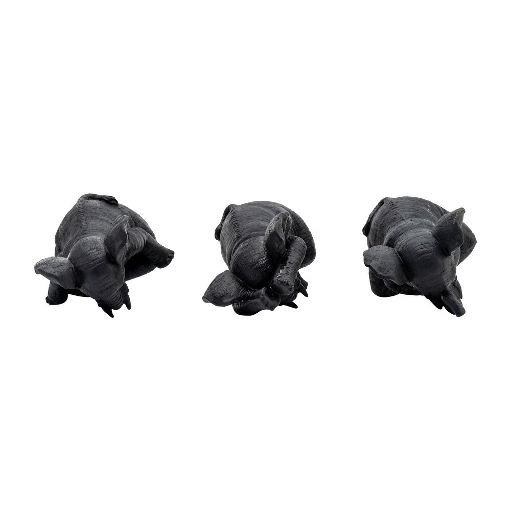 Set of 3 Polyresin Yoga Elephant Figurines Contemporary Black Table Decor For Home  Office  Yoga Studio  Spa Yoga   6\