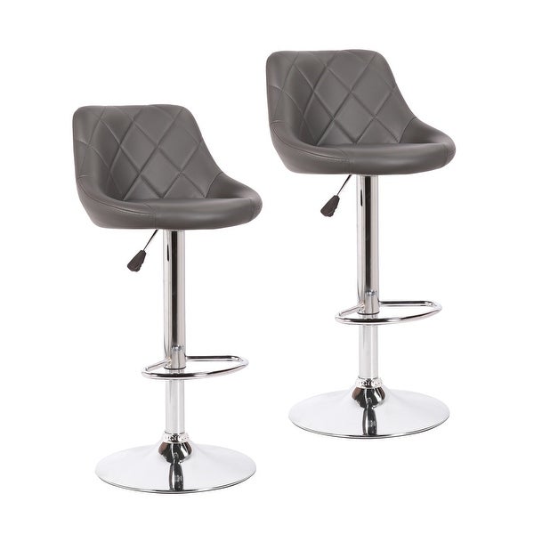 Porthos Home Rea Swivel Adjustable Height Bar Stool， PU Leather， Chrome Base