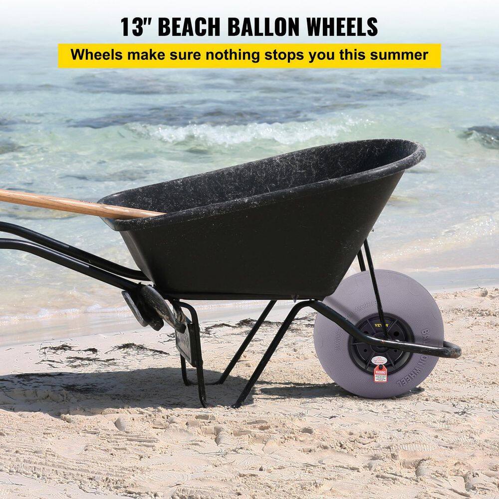 VEVOR 2-Pieces Beach Balloon Wheels 13 in. TPU Cart Sand Tires w32 in. Stainless Steel Axle and Free Air Pump for Kayak Dolly STLYCDZCBDD124PPJV0